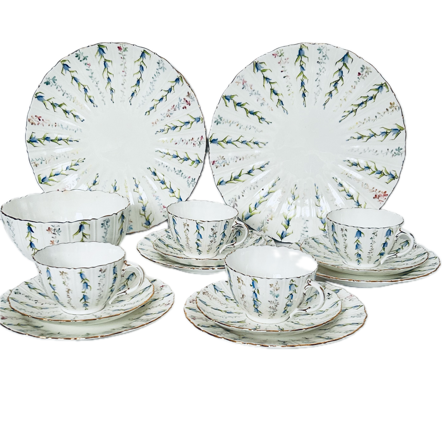 Victorian Tea Set Bluebell Teacups & Saucers