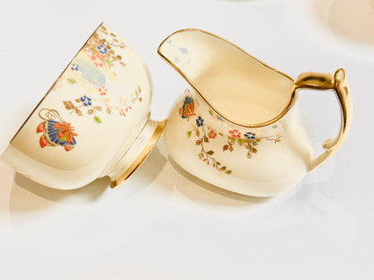 Art Deco Butterflies Bone China – Jackson & Gosling Milk Jug & Sugar Bowl (Vintage England)