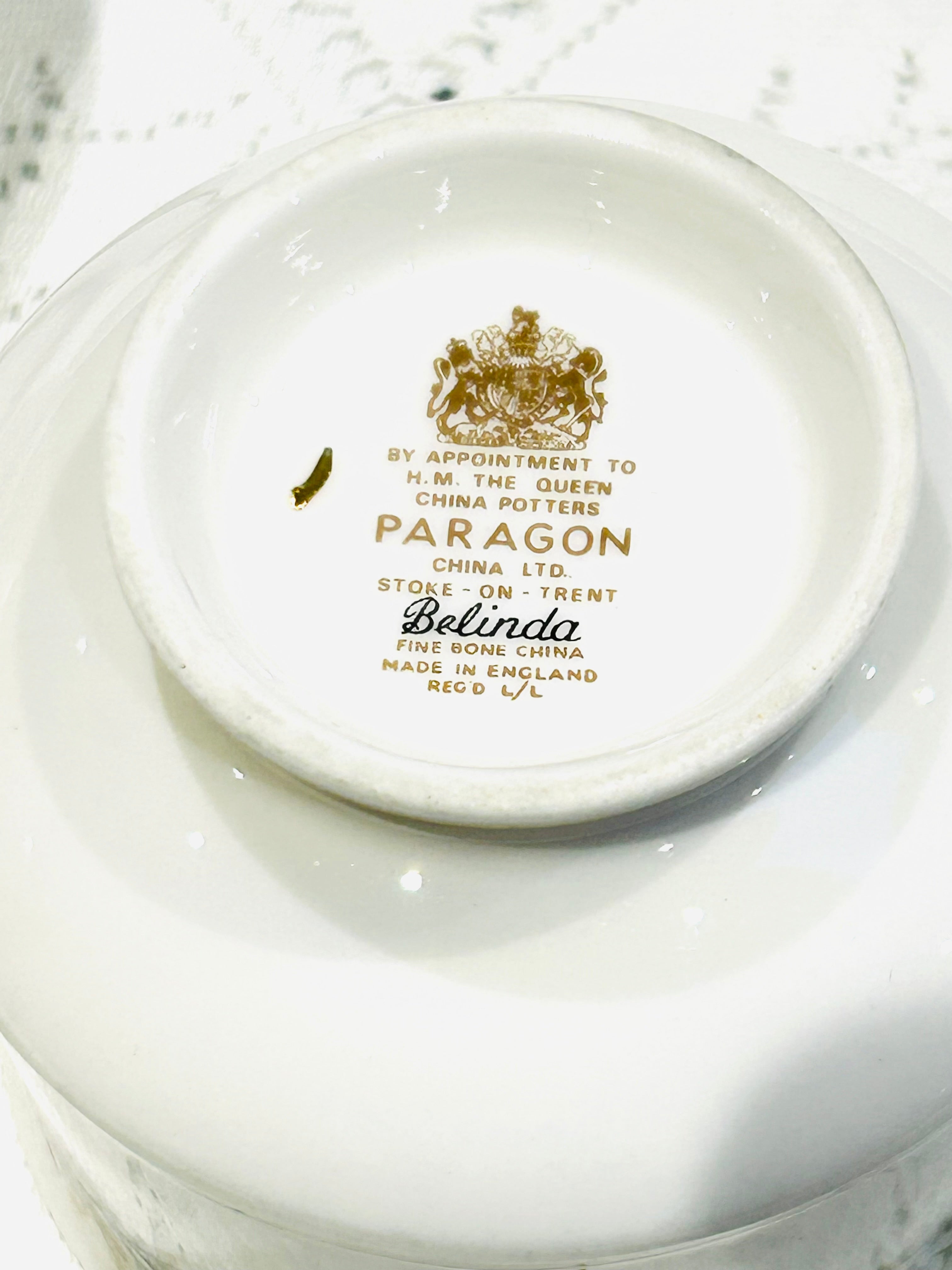 Paragon China “Belinda” Teacup, Saucer & Plate Trio – Vintage Bone