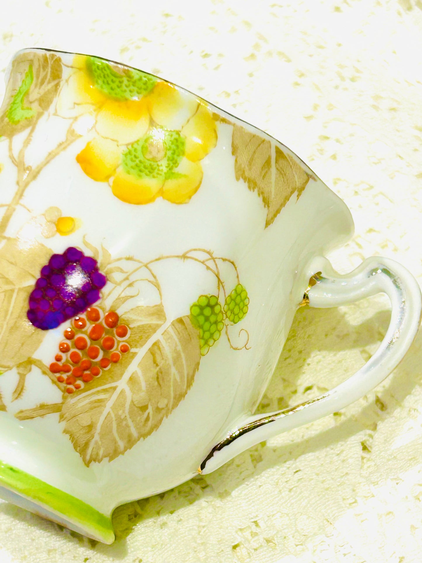 Vintage 4 Piece Tea Set "Bramble" English Afternoon Tea Party Teacup Trio Set & Cake Plate