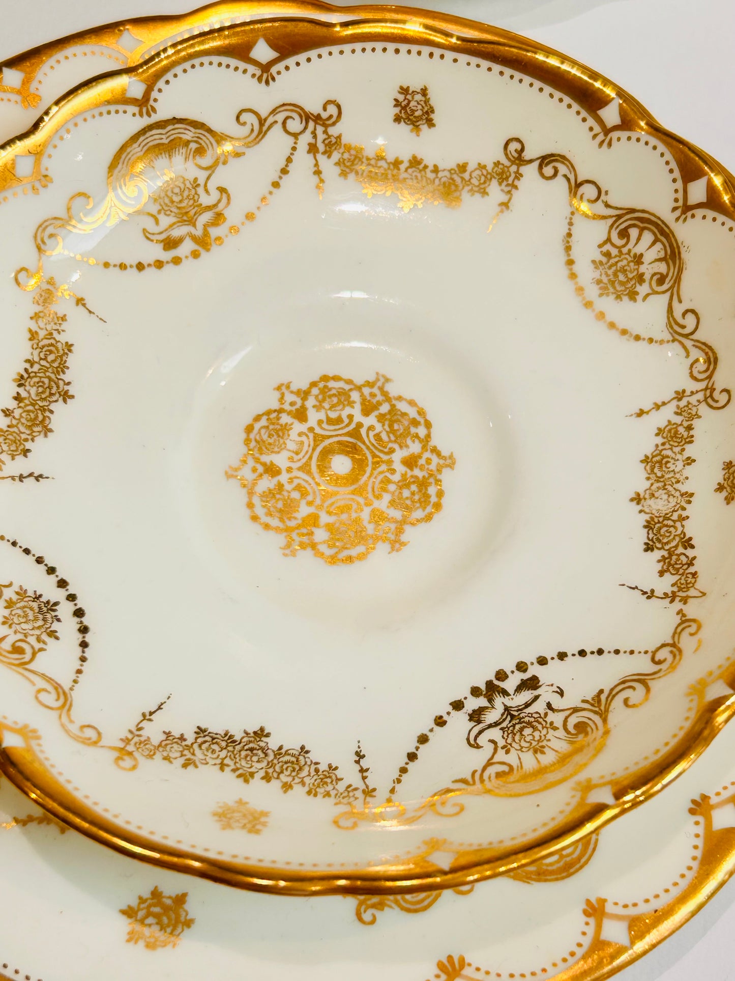 Hammersley English Bone China Vintage White & Gold Tea Set