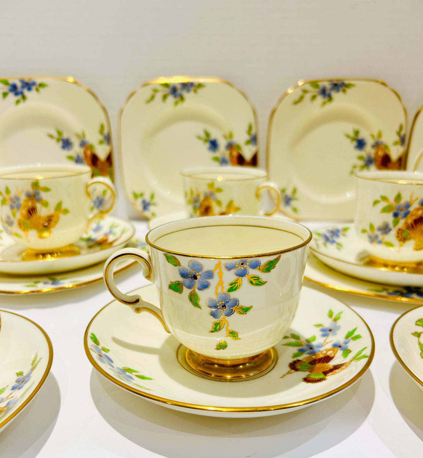 Sold - 1930s Tuscan China Tea Set Art Deco Butterfly Design