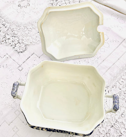 Spode Italian Footed Tureen – Blue & White Serving Dish – Large Lidded Centrepiece (c.1816 Design) /20th c.