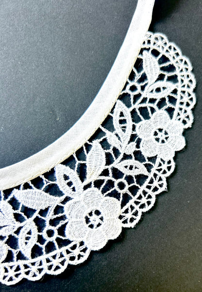 Sold - White Nottingham Lace Cotton Embroidered Collar