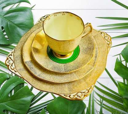 Service à thé de luxe vert et or de Tuscan China