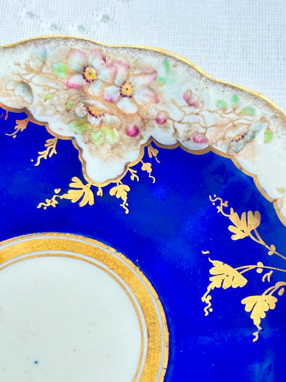 Antique Bone China Cabinet Cup – Glossy Finish, Gold Rim, Characterful Interior - European