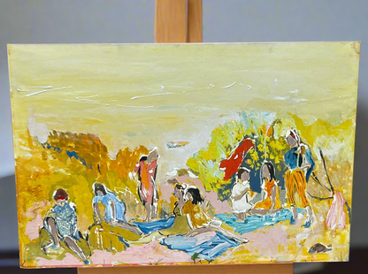 The Picnic Contemporary Oil Painting on Board Signed