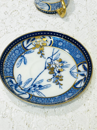 Antique Bone China Cup & Saucer Set Aesthetic Blue (Af) Collectors/Cabinet Display