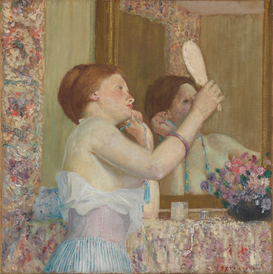Carl Frieseke Art Print | Woman at Vanity | American Impressionist Artwork