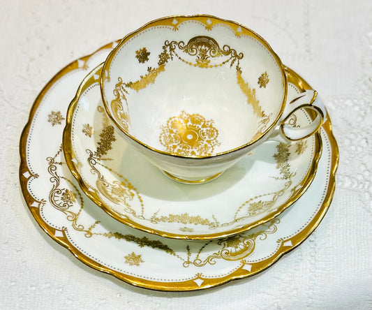 Hammersley Weiß &amp; Gold Elegante Vintage Teetassen