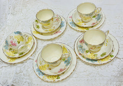 Vintage Tuscan China Floral Teacups & Saucers