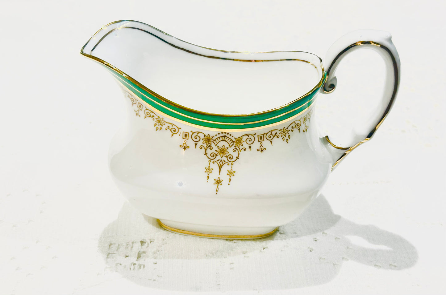 Rare Aynsley China Tea Set Vintage English Bone China, Green Accents c.1930