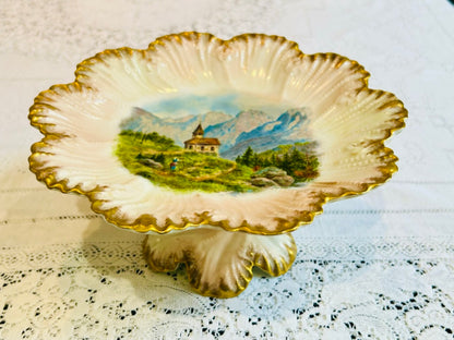 Juego de postres antiguo Crown Staffordshire Escenas de montaña Europa