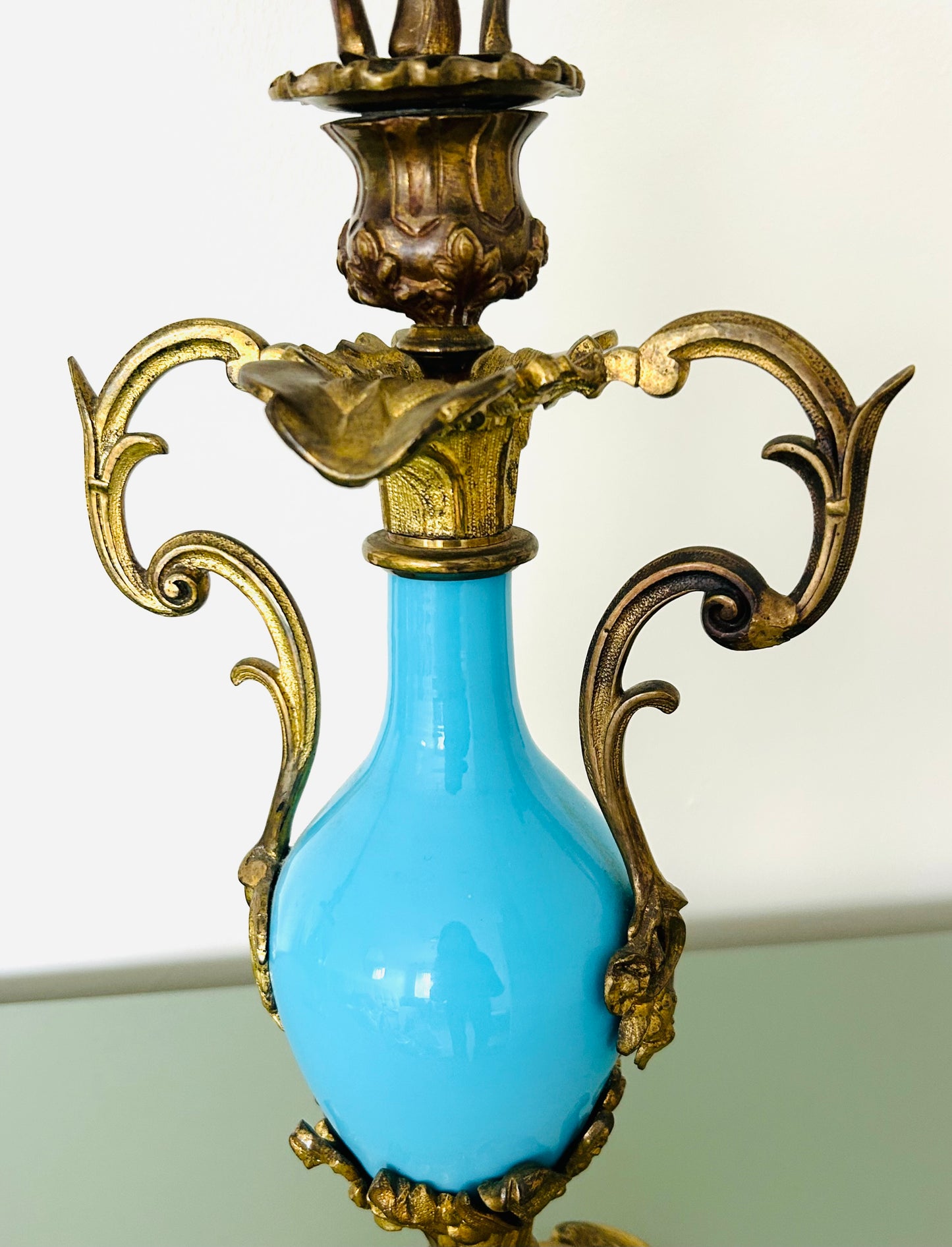 Antique French Candelabrum | Turquoise & Gilt Louis XV Design - Thomas Abbot 19th century