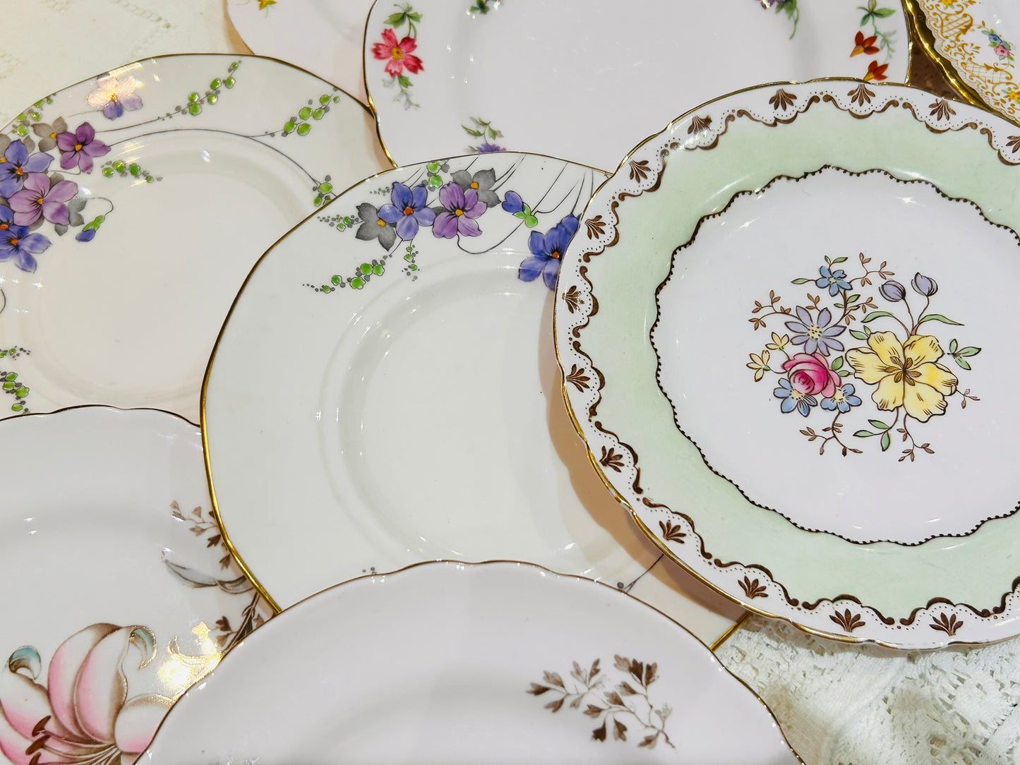 Sold Out - Set of 9 Pink Mix Tuscan Tea Plates