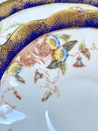 Victorian Fine China Tea Set – Pastel Floral with Blue & Gold Accents