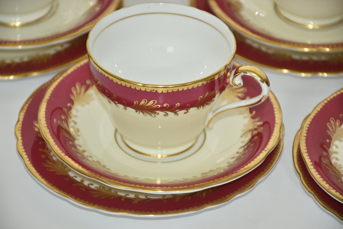 Manly Tea Set Aynsley Tea Set English China for Afternoon Tea - Cranberry & Gold Tea ...