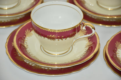 Aynsley Cranberry & Gold Tea Set Trio