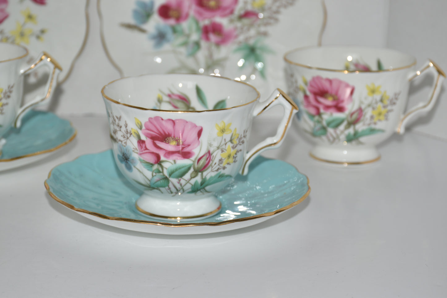 Aynsley China Tea Set Pink & Blue Florals