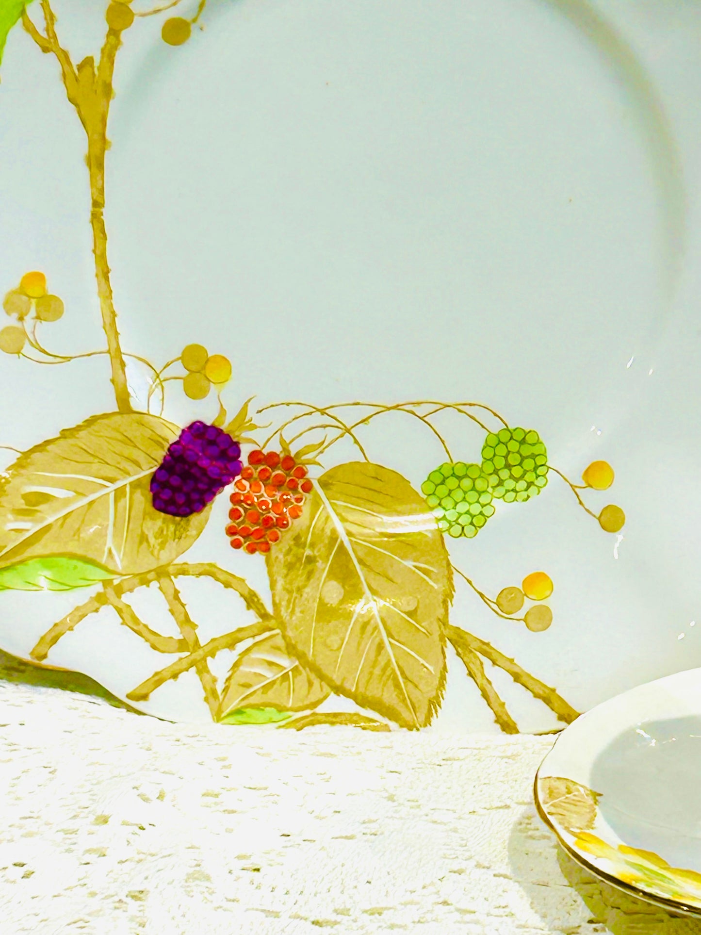 Vintage 4 Piece Tea Set "Bramble" English Afternoon Tea Party Teacup Trio Set & Cake Plate