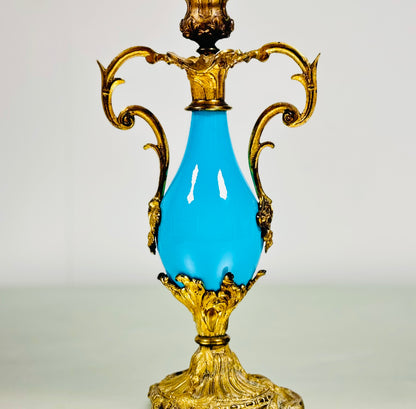 Antique French Candlesticks - Turquoise & Gilt - Louis XV