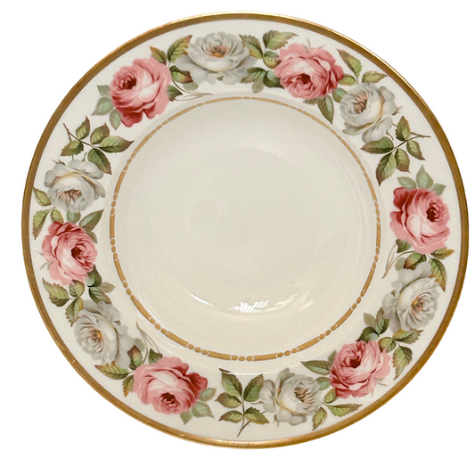 6 Royal Worcester Rimmed Soup/Pasta Bowls “Royal Garden” Pink Roses