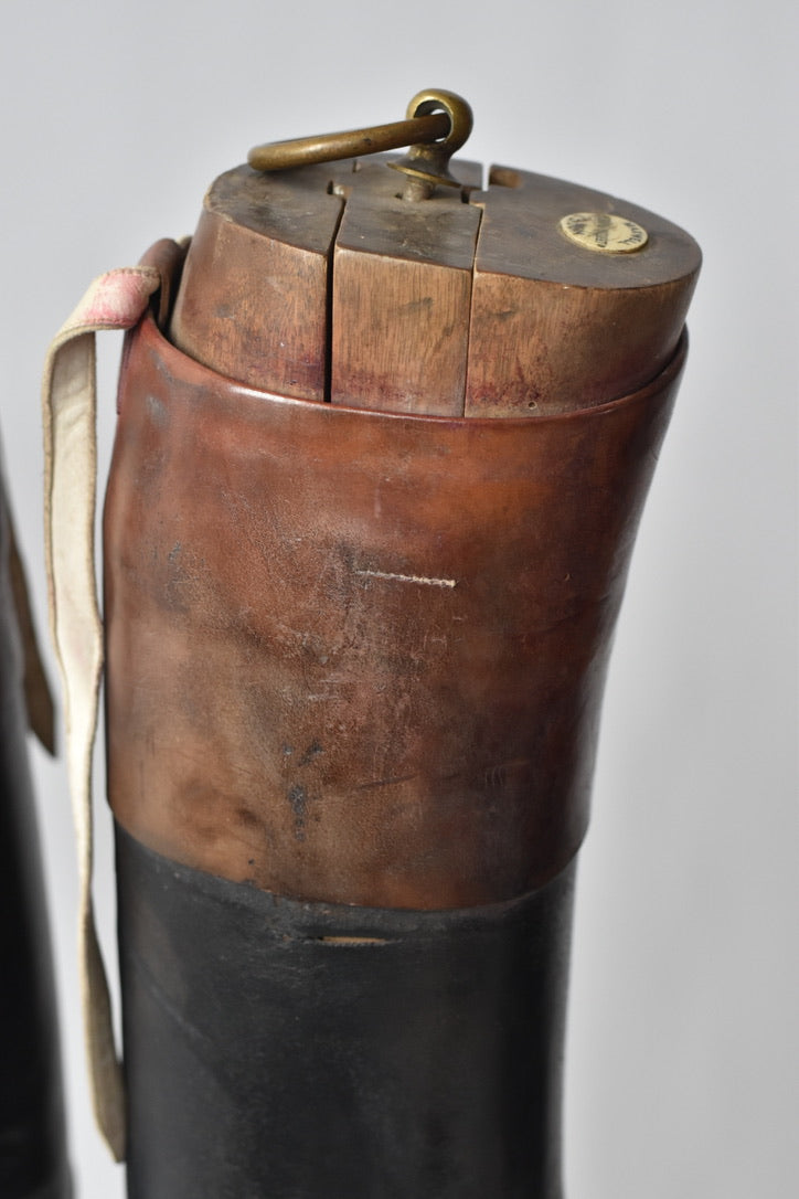 Sold Out - Black & Tan Edwardian Leather Riding Boots Wooden Inserts by Maxwell Dover Street London