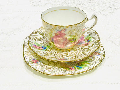 Juego de taza y platillo Pink Lady Royal Crown China