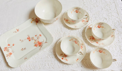 Limoges French Vintage Tea Set Apricot Flowers