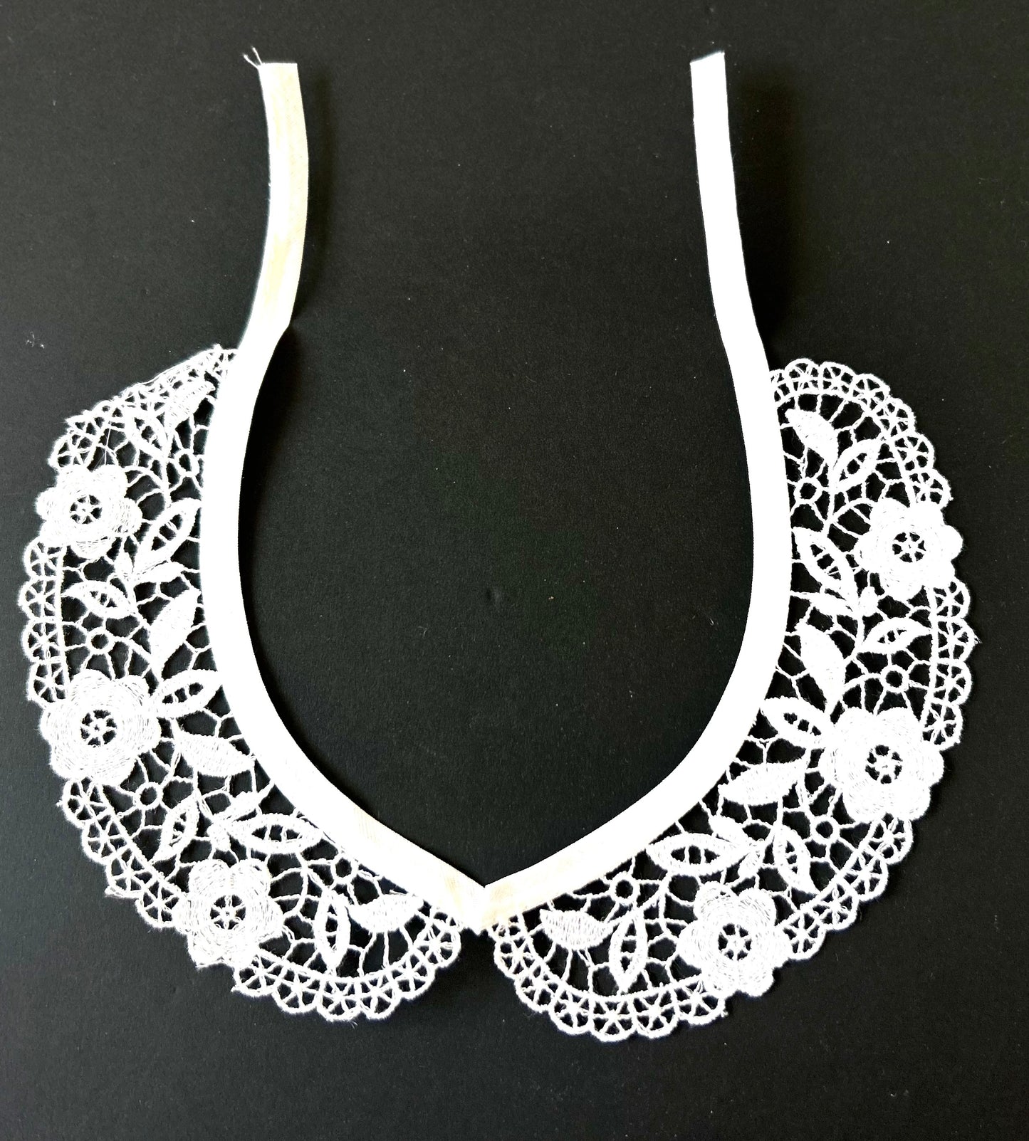 Nottingham Lace Vintage Sewing Fabrics - White Cotton Lace Embroidered Collar
