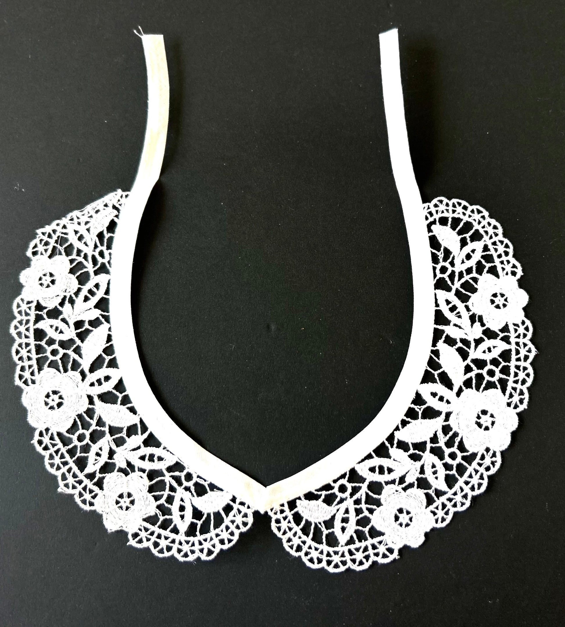 Nottingham Lace Vintage Sewing Fabrics - White Cotton Lace Embroidered Collar