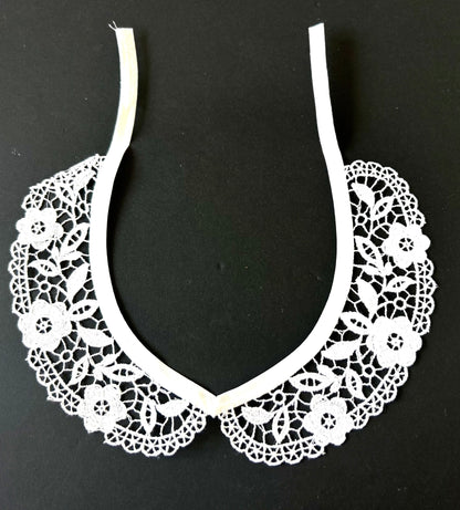 Nottingham Lace Vintage Sewing Fabrics - White Cotton Lace Embroidered Collar