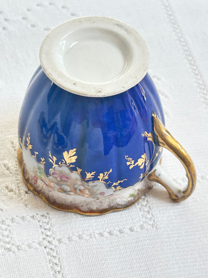 Antique Bone China Cabinet Cup – Glossy Finish, Gold Rim, Characterful Interior - European