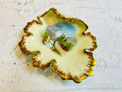 Antikes Dessertset Crown Staffordshire Mountain Scenes Europe