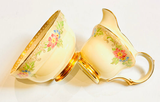 Floral Bone China – Grosvenor  Milk Jug & Sugar Bowl (Vintage England)