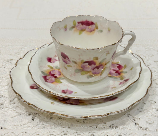 Victorian Purple Pansy Tea Set
