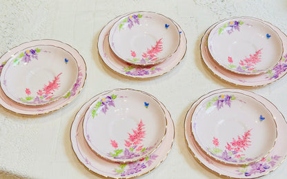 Tuscan China Vintage Pink Floral Tea Set