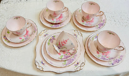 Tuscan China Vintage Pink Floral Tea Set