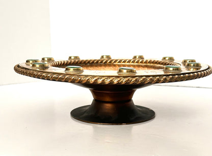 Brass & Malachite Ceremonial Tazza Bowl  19th century