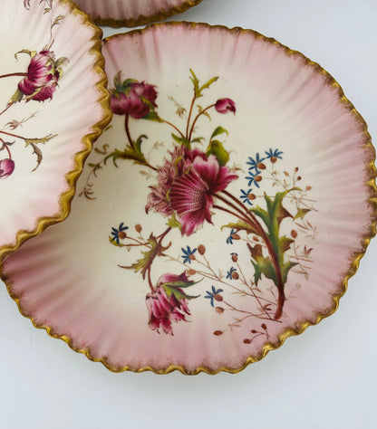 Carlton Ware China Pink Botanical  Dessert Plates