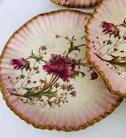 Carlton Ware China Pink Botanical  Dessert Plates