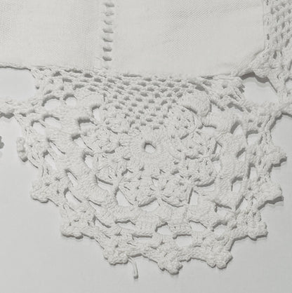 Antique White Square Cutwork Tablecloth