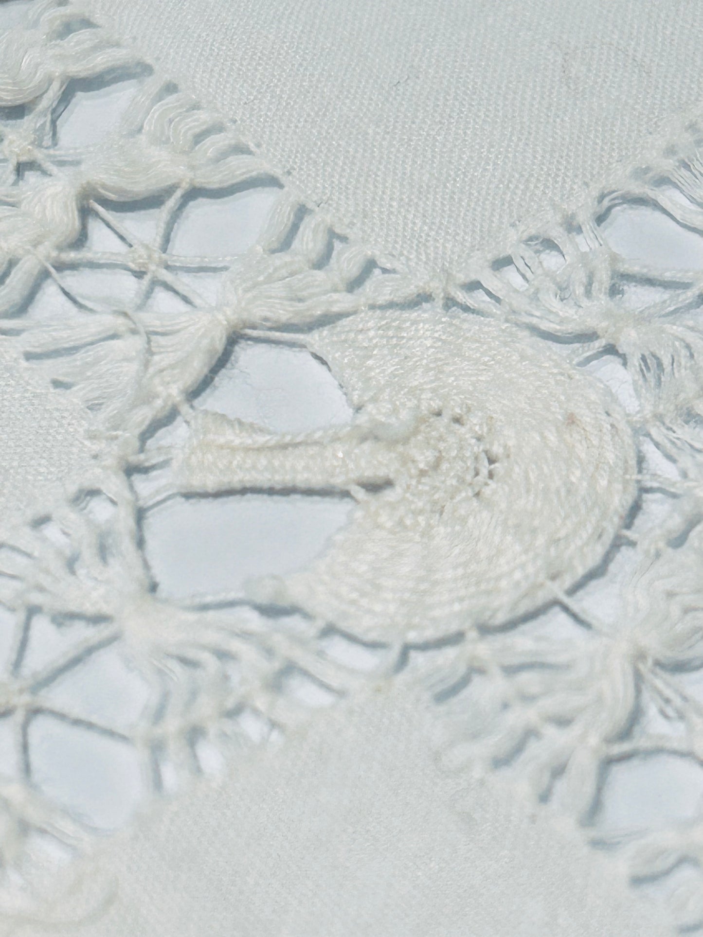 Antique White Square Cutwork Tablecloth