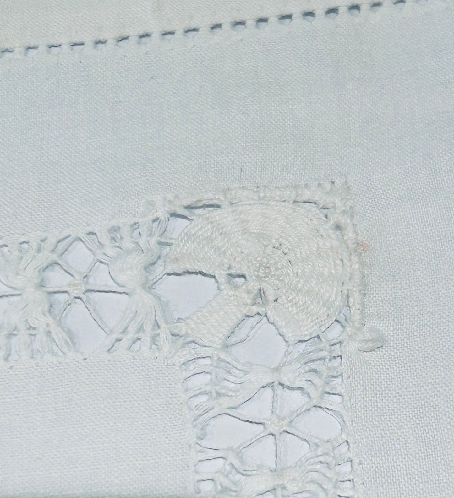 Antique White Square Cutwork Tablecloth