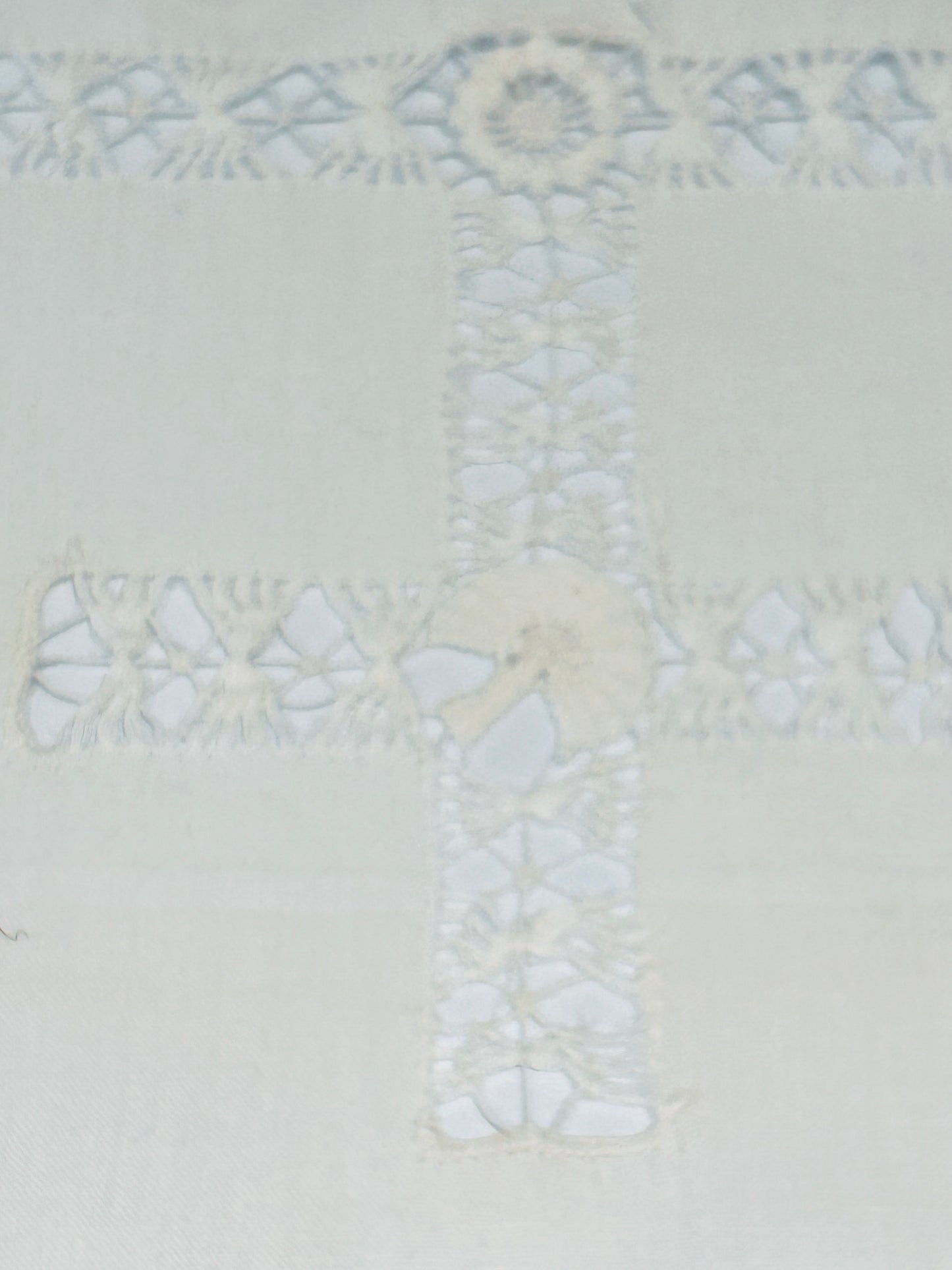 Antique White Square Cutwork Tablecloth