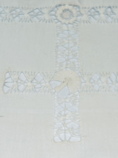 Antique White Square Cutwork Tablecloth