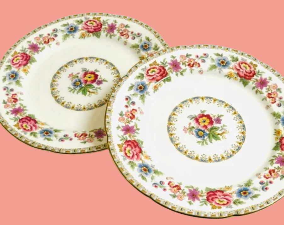Royal Grafton China Lunch Plates "Malvern"  Pattern - Pink Floral Vintage