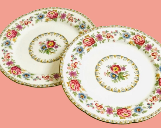 Royal Grafton China Lunch Plates "Malvern"  Pattern - Pink Floral Vintage