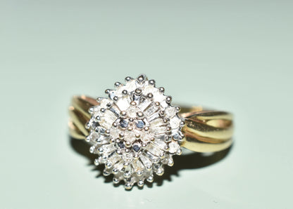 Diamond Cluster Gold Ring 0.33 clear its vintage ladies jewellery 