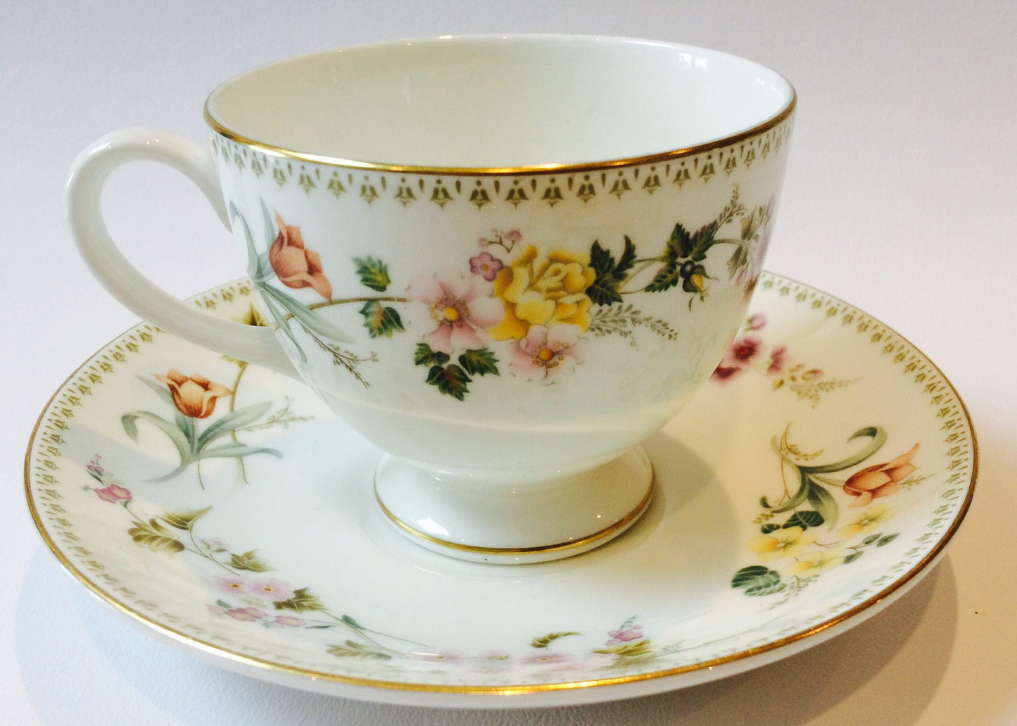 Wedgwood “Mirabelle” Bone China - Floral Teacup Trio Tea Set